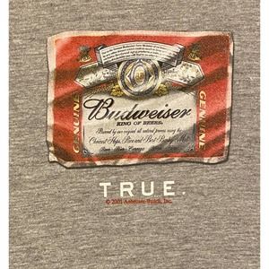Budweiser Bottle Label True T Shirt Vintage 2001 Heather Grey Gray Size XXL 2XL